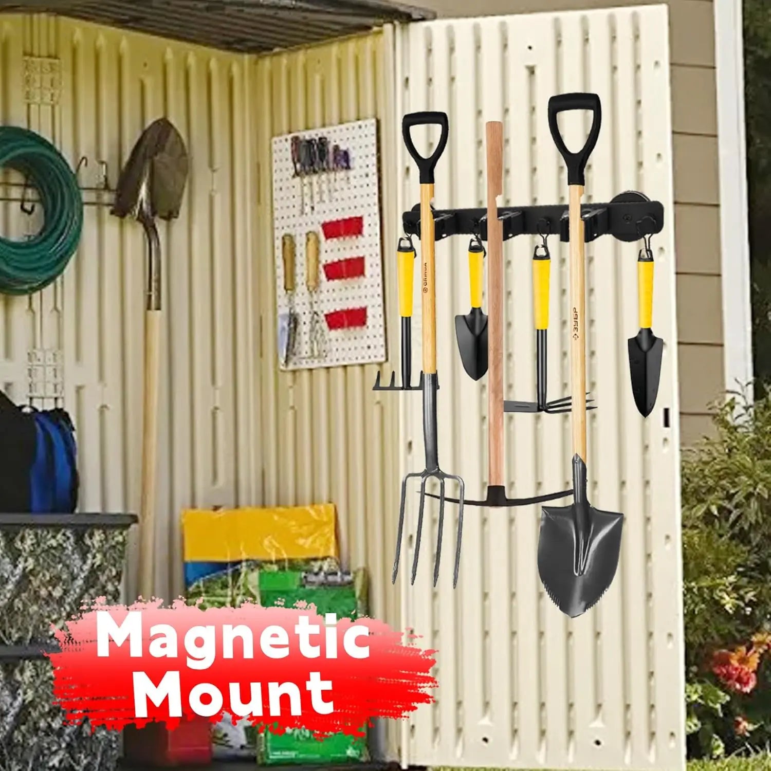 Heavy Duty Mop and Tool Organizer — No-Drill Suction Cup Rack