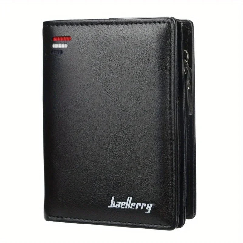 Mens Leather Wallet — Zipper Closure, Multi Slot
