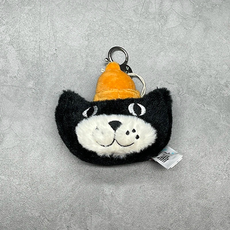 Assorted Plush Keychain Charm — Cute Animal & Food Backpack Accessory
