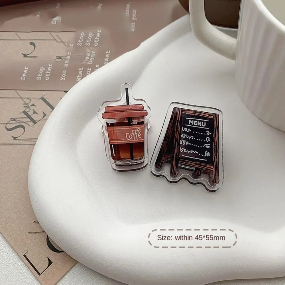 Coffee Cup Acrylic Binder Clips — Vintage Style Stationery for Paper & Notes