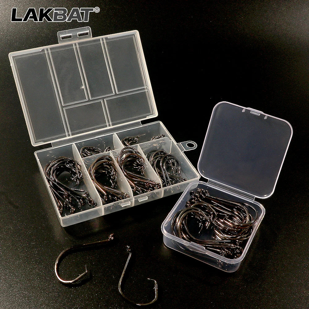 LAKBAT 7385 Inclined Circle Fishing Hooks — High Carbon Steel Barbed Tackle
