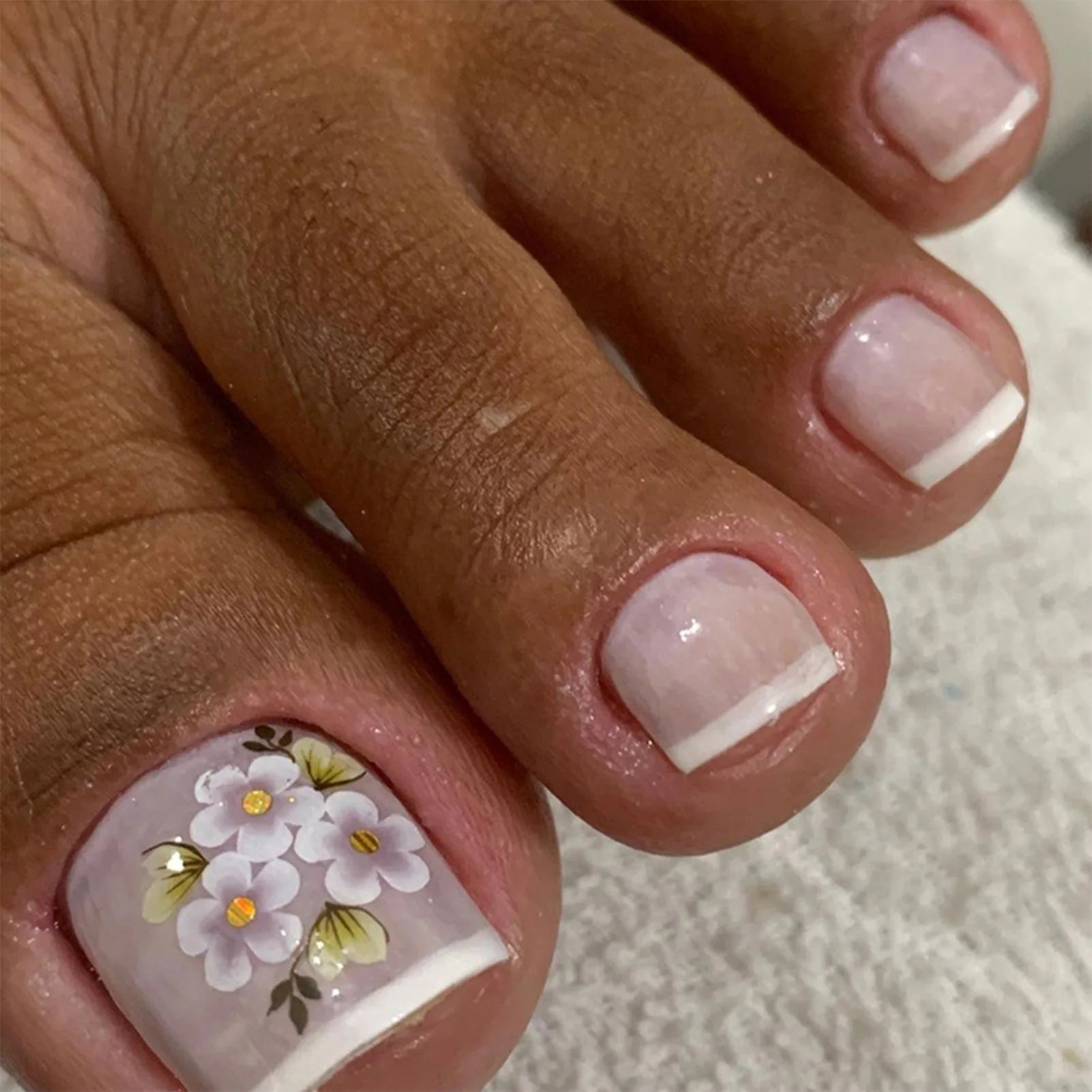 YADORNOS Press On Toenails — French Style Artificial Foot Nail Tips