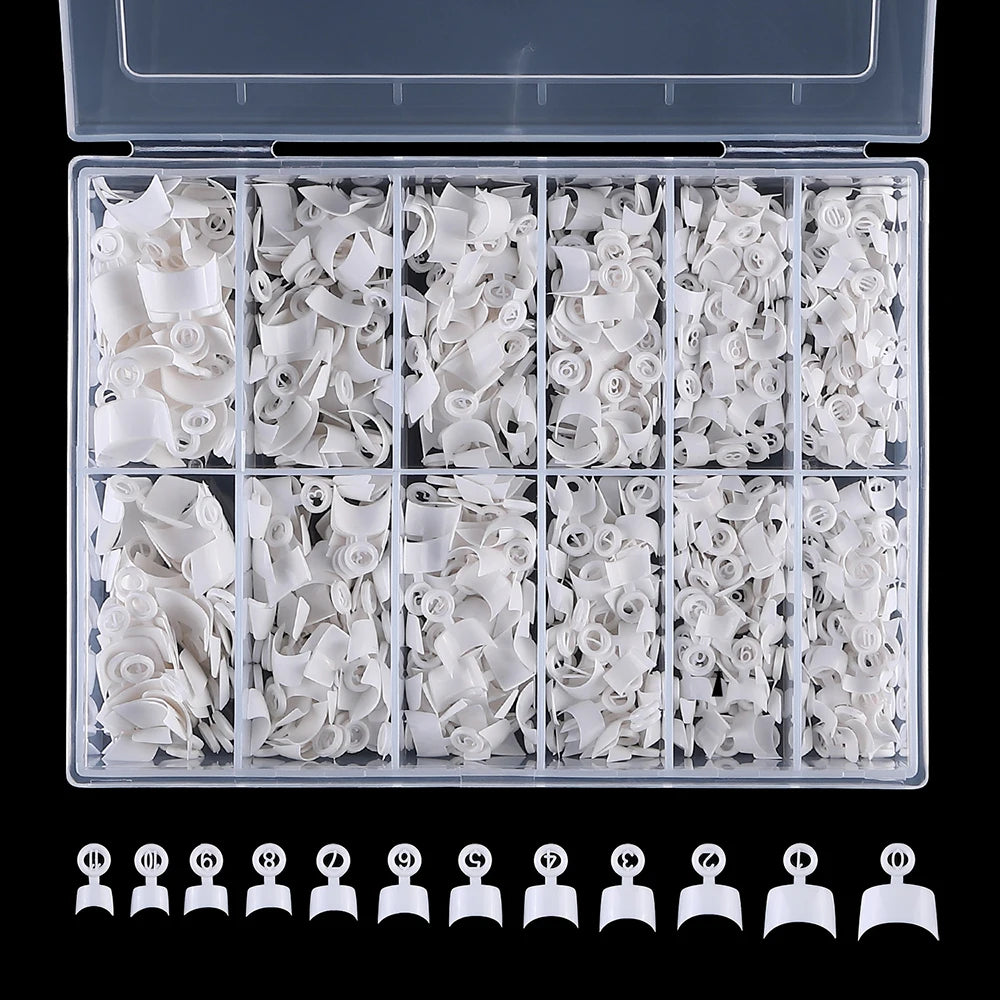 felaxuu French Short Square Nail Tips — Clear Half Cover Acrylic Nails, 600pcs