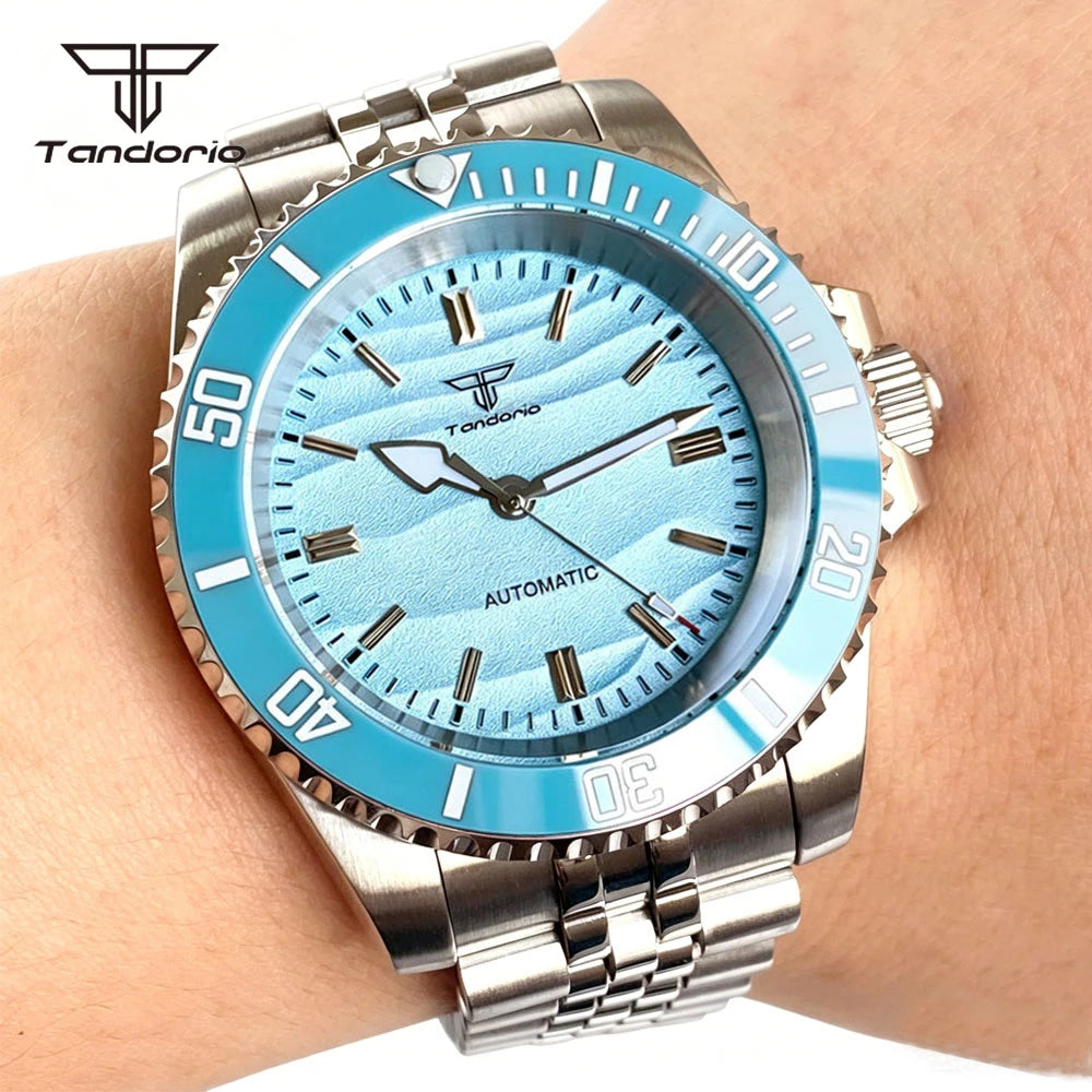 Tandorio Men's Automatic Watch — 40mm Stainless Steel with Sand Dune Dial