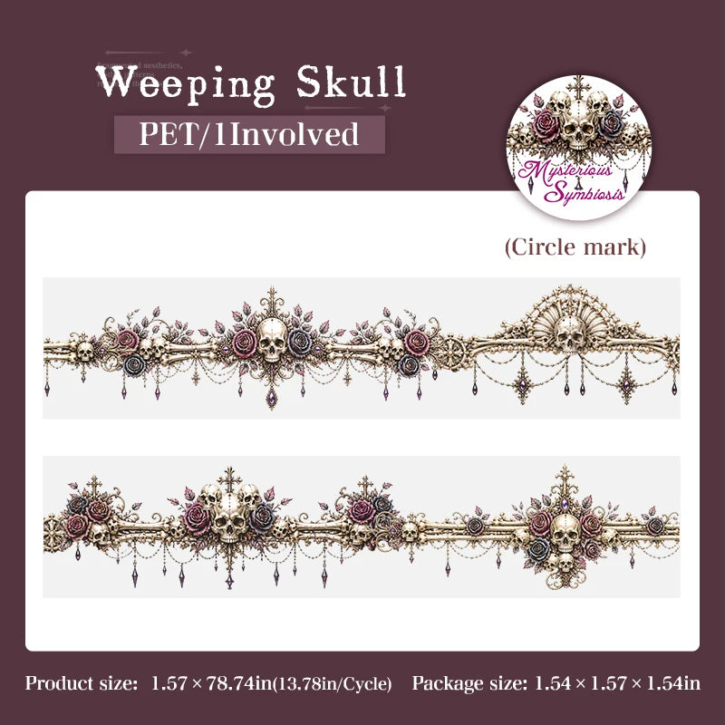 Gothic Skeleton PET Washi Tape — Aesthetic Decor for Scrapbooking & Journals