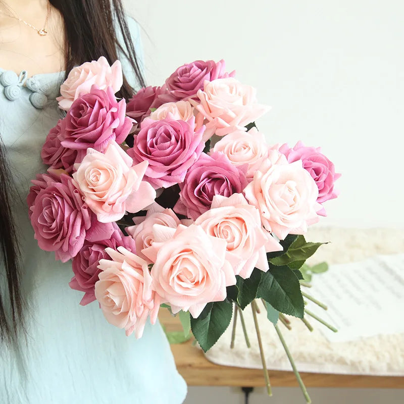 Artificial Latex Rose Flowers — Real Touch Floral Decor for Weddings