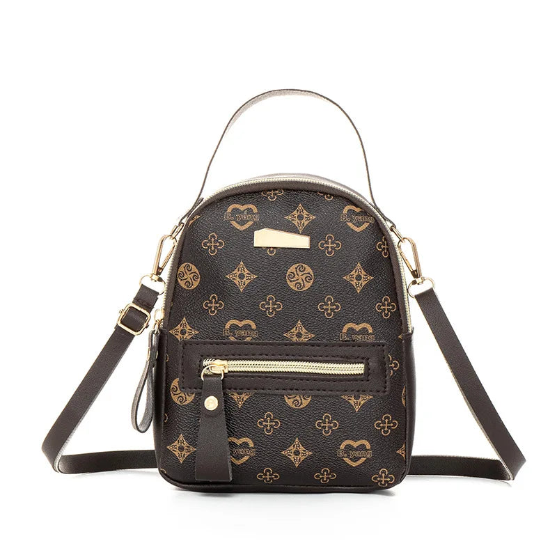Women's Geometric Mini Backpack — Lightweight PU Leather Daypack