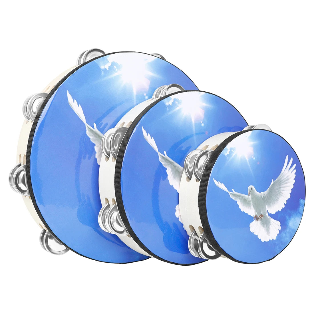IRIN Blue Sky Peace Dove Tambourine Set — Triple Layer Percussion Kit