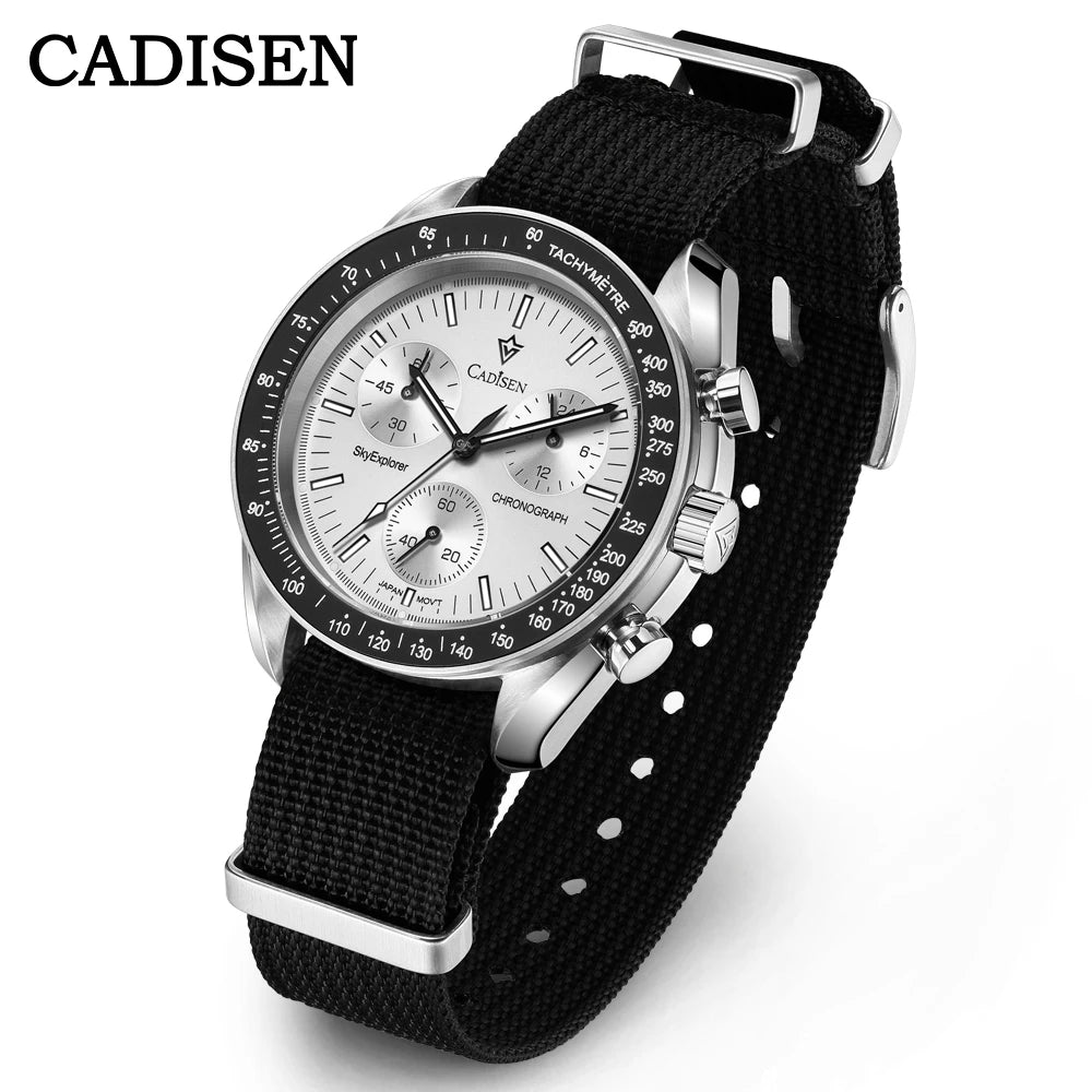 Cadisen Men's Luxury Chronograph Watch — Sapphire Crystal & Canvas Strap