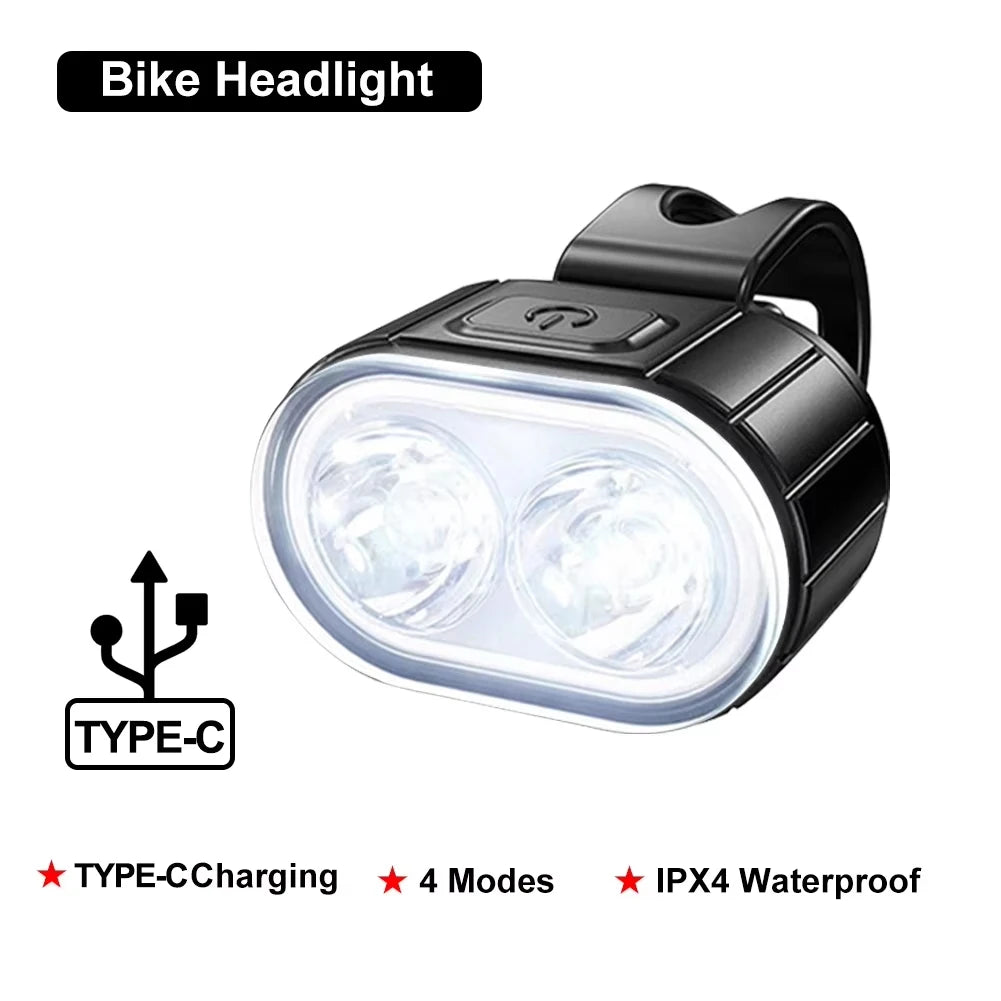 Heinast USB Rechargeable Bicycle Light Set — Waterproof LED Cycling Safety Lamps