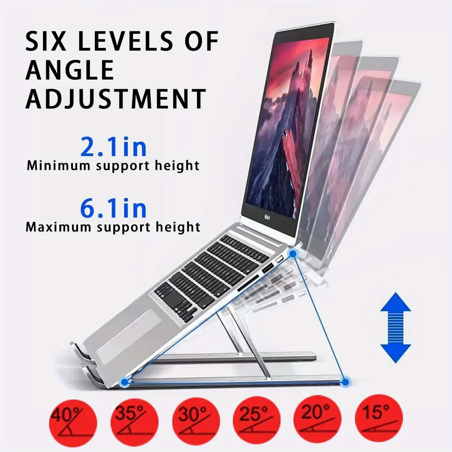 DUTRIEUX Adjustable Aluminum Laptop Stand — Ergonomic 6-Level Height Support