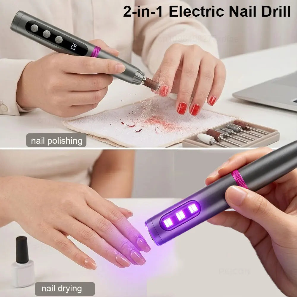 PEICON Electric Nail Drill & UV Lamp — 2-in-1 Cordless Manicure Tool