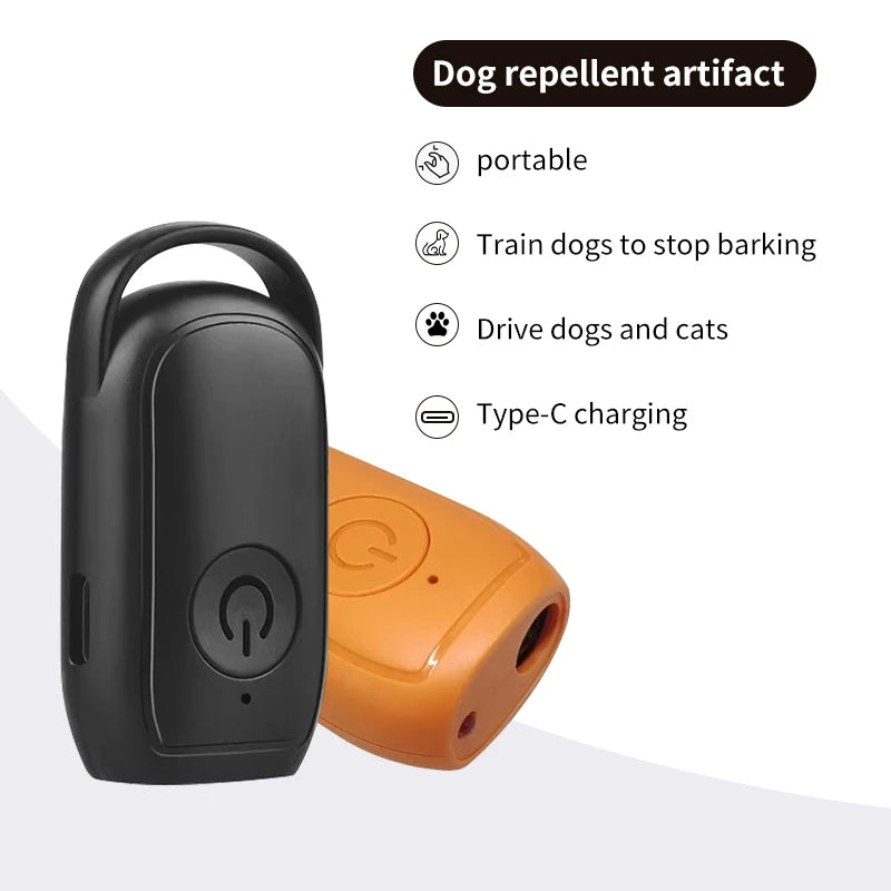 Portable Ultrasonic Dog Repeller — Rechargeable Outdoor Deterrent with Flashlight