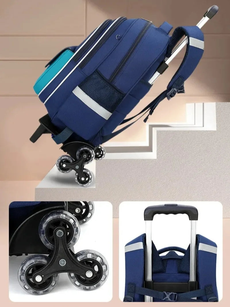 Kids Rolling Backpack Set — 3-Piece Trolley School Bag with Shoulder Bag