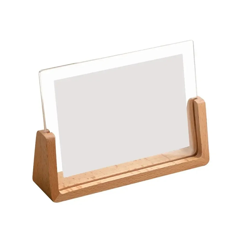 Creative U-Shaped Photo Frame — Transparent Acrylic & Wood Desktop Decor