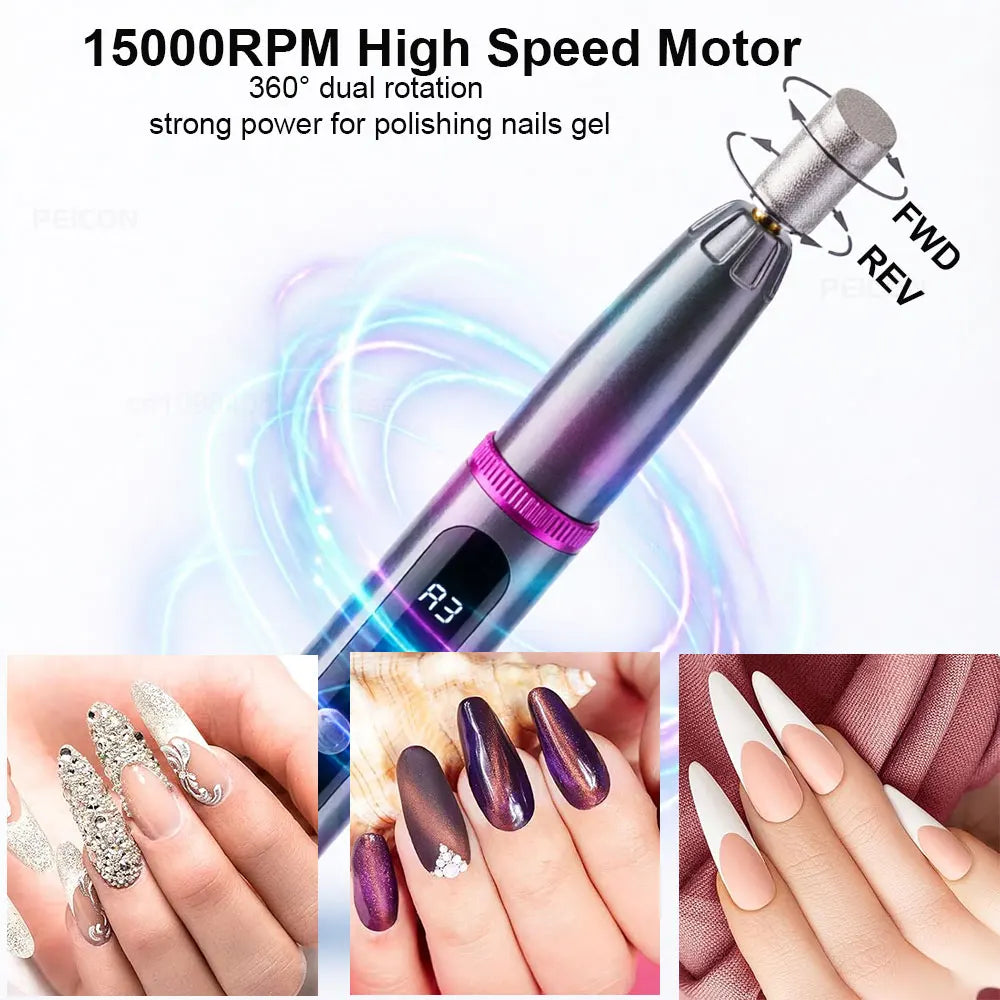PEICON Electric Nail Drill & UV Lamp — 2-in-1 Cordless Manicure Tool