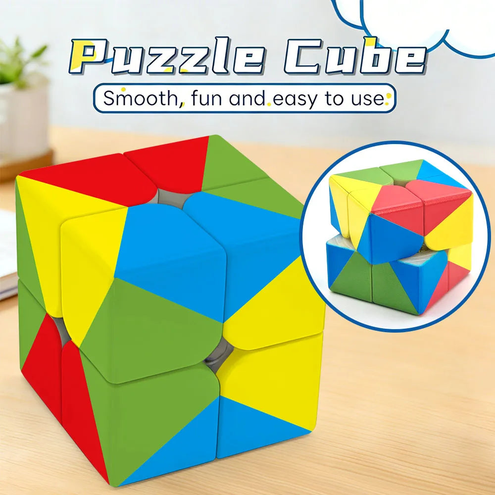 Rainbow 2x2 Magic Cube — Colorful UV Printed Brain Teaser Puzzle