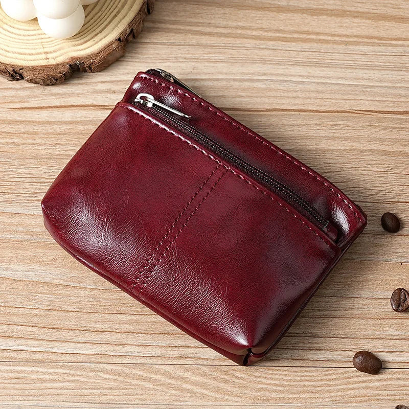 eTya Leather Coin Purse — Compact Zipper Wallet for Men and Women