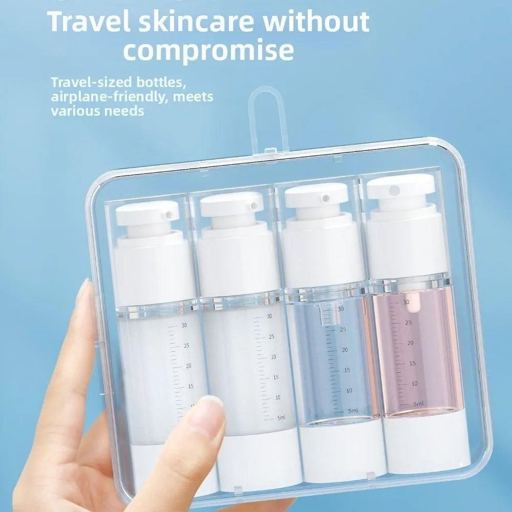 Transparent Travel Refillable Bottle Set — Leak Proof Containers with Storage Box