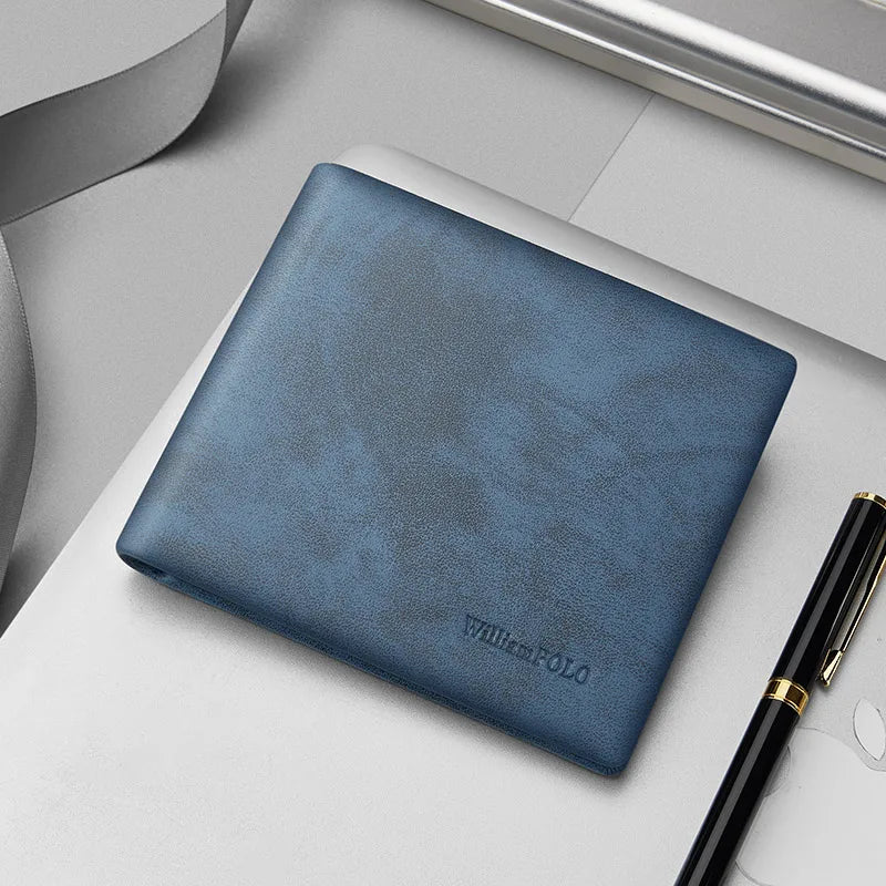 Men's Genuine Cow Leather Wallet — Compact Card Holder & Bifold