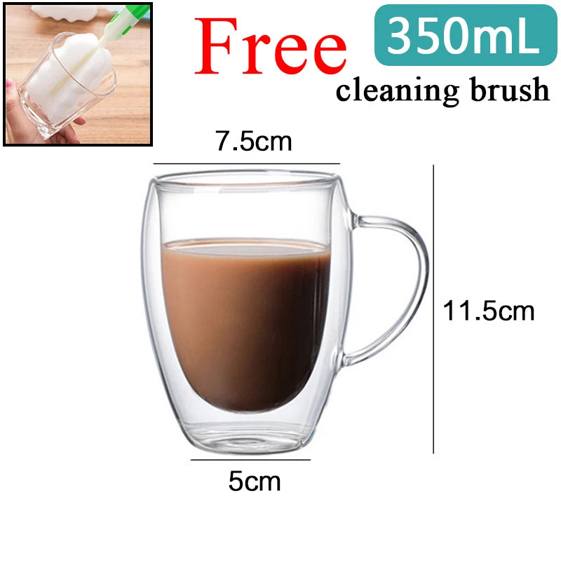Double Wall Glass Cup Set — Heat Resistant Handmade Drinkware
