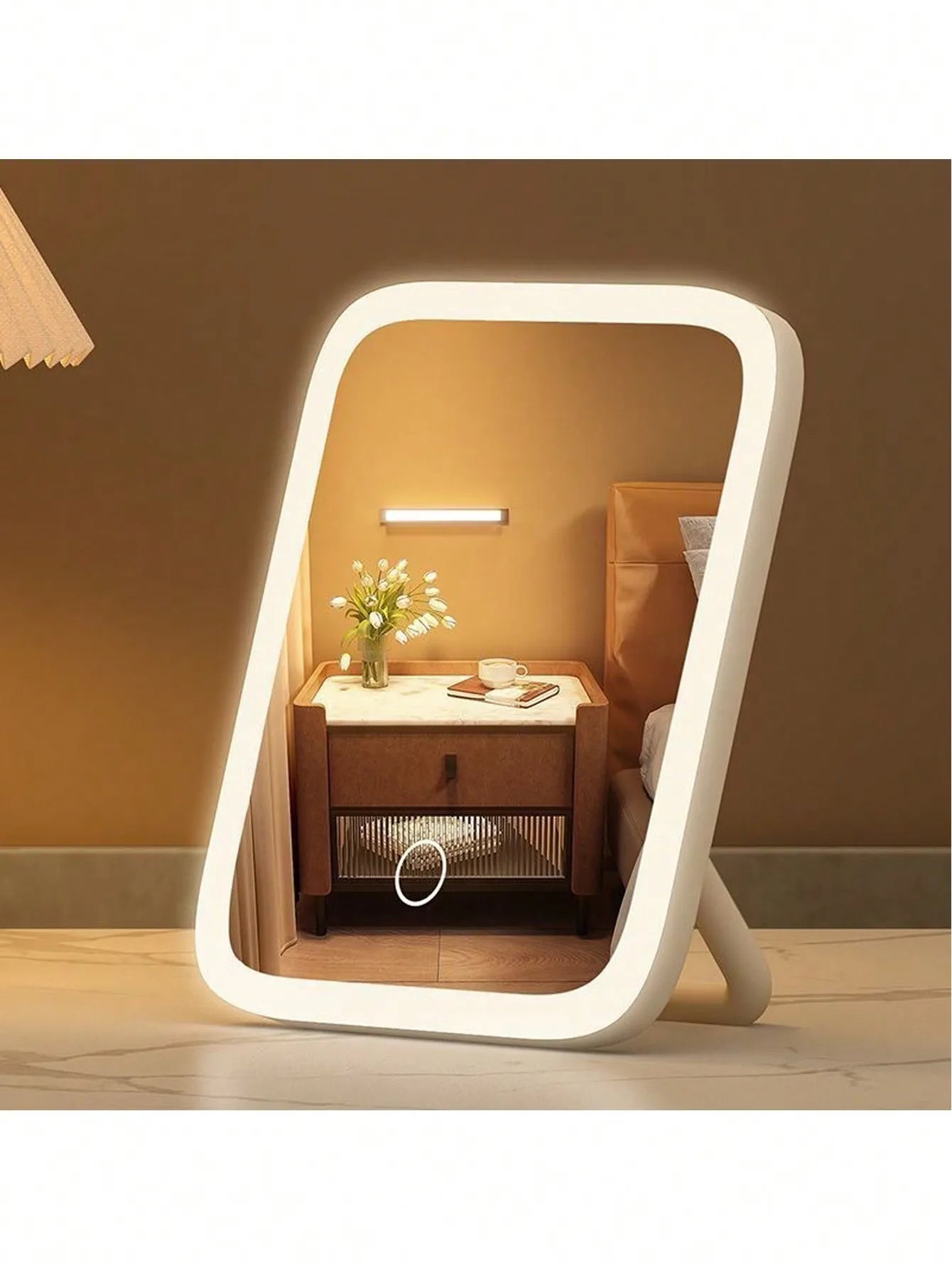 LED Makeup Mirror — 3-Color Lighting & 360° Rotation, Touch Control Vanity