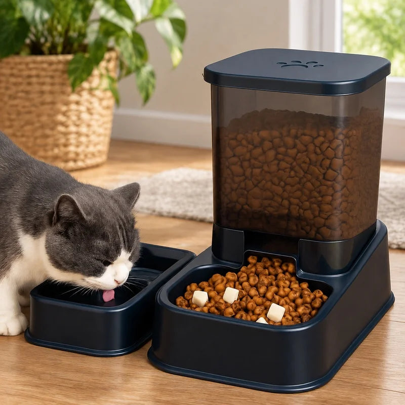 Automatic Portion-Controlled Pet Feeder — Water Dispenser Set for Cats and Dogs