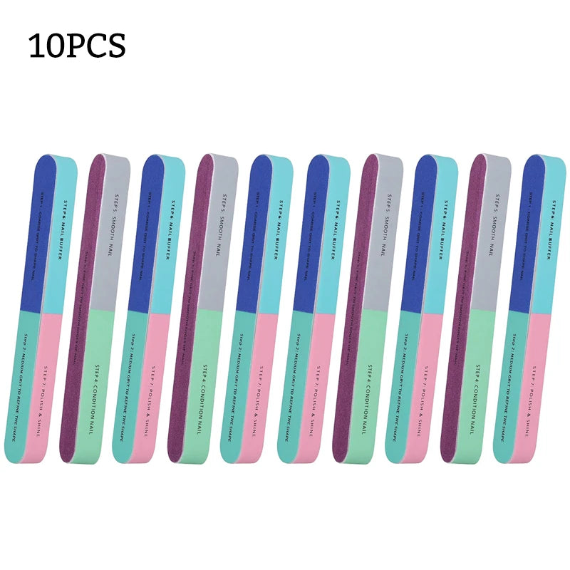 Professional 7-Way Nail Buffer Block — Multi-Sided Manicure Sanding Tool
