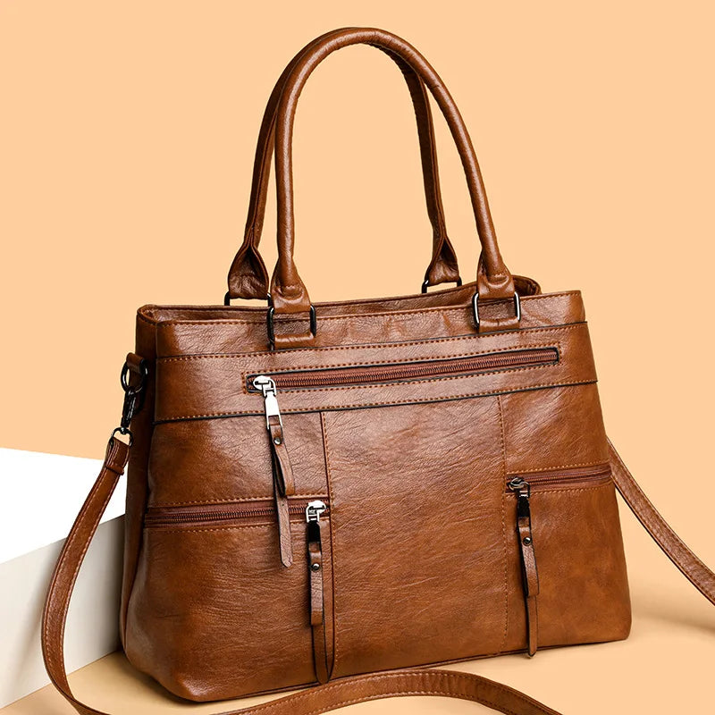 dawndesslo Elegant Leather Handbag — Versatile Top-Handle Shoulder Bag