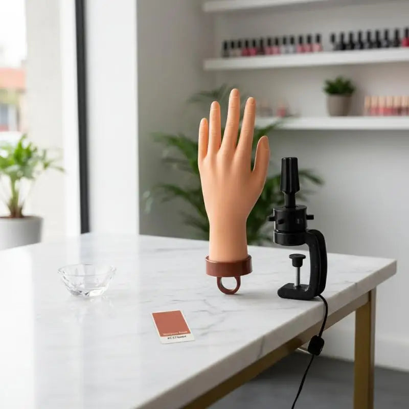 Professional Nail Practice Hand — Training Mannequin with Desktop Bracket