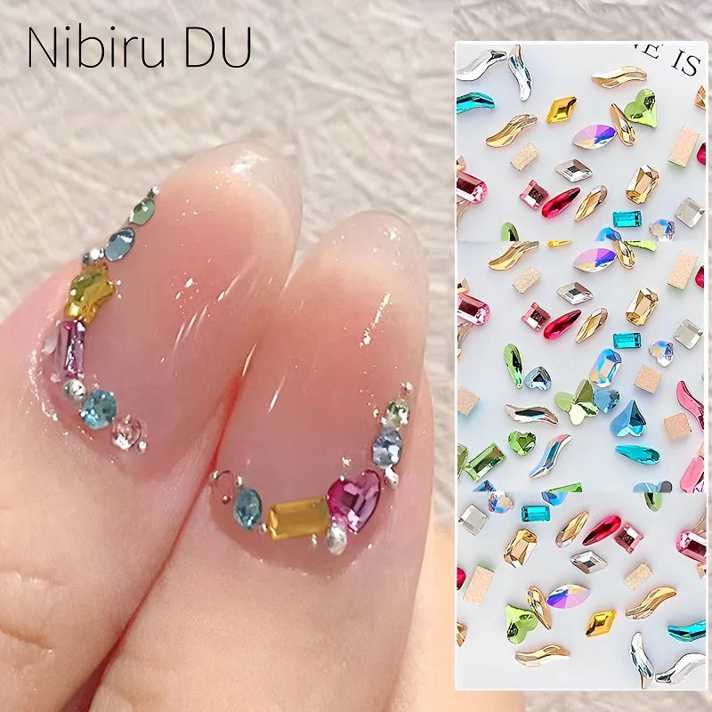 Nibiru DU Mini Nail Art Rhinestones — Mixed Shape Crystal Acrylic Diamonds