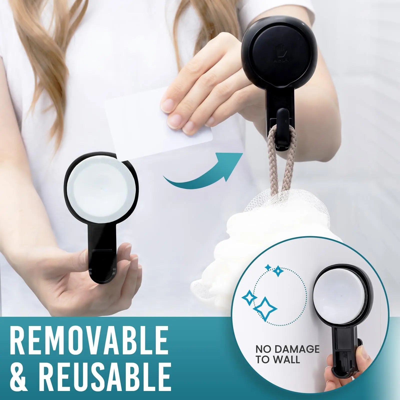 TAILI Vacuum Suction Cup Hooks — Damage-Free Towel Holder for Bathroom & Kitchen