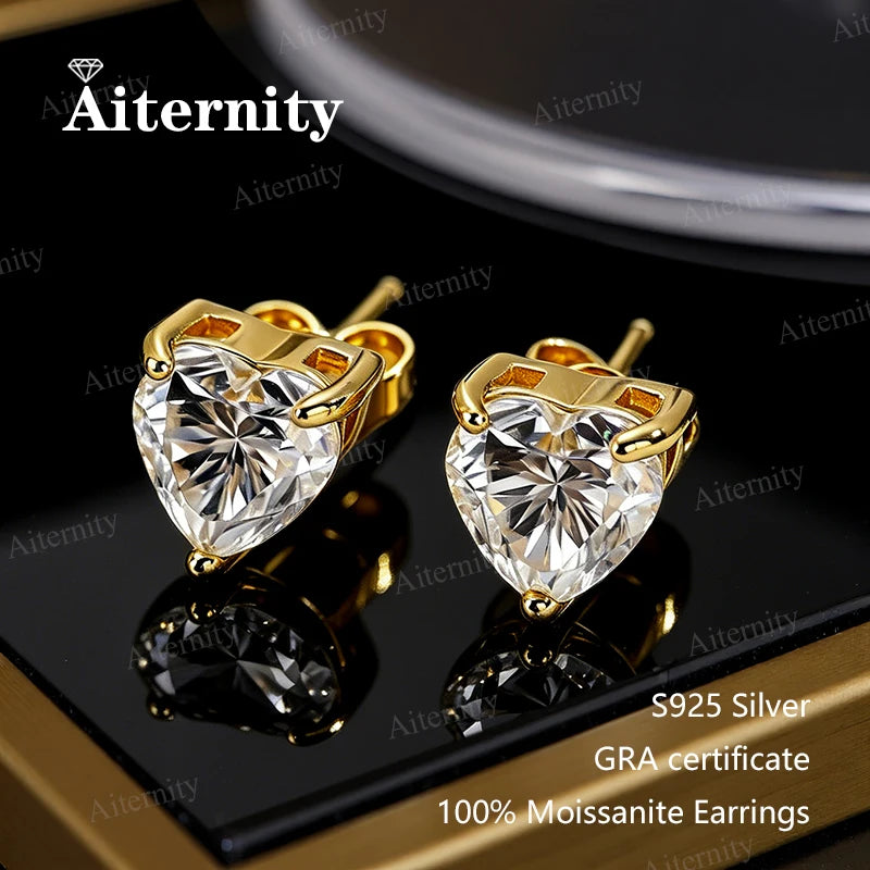 AITERNITY Moissanite Stud Earrings — Elegant S925 Silver Wedding Jewelry