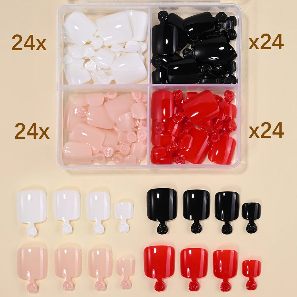 MAFANAILS Solid Color Press On Toenails — Short Square Full Cover Tips