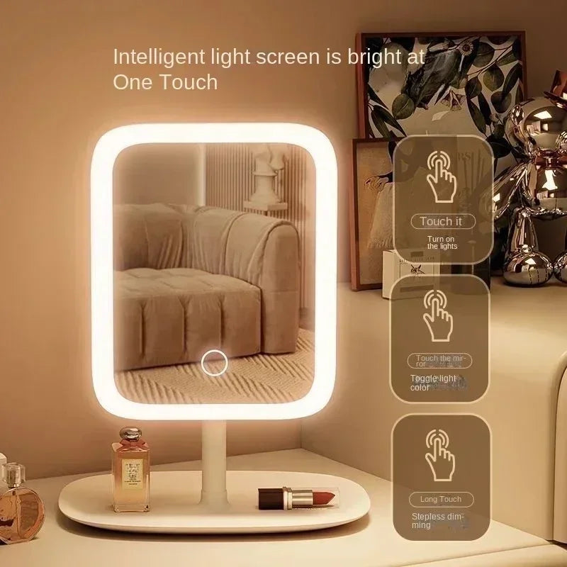 LED Makeup Vanity Mirror — Dimmable Touch Screen & 270-Degree Rotation