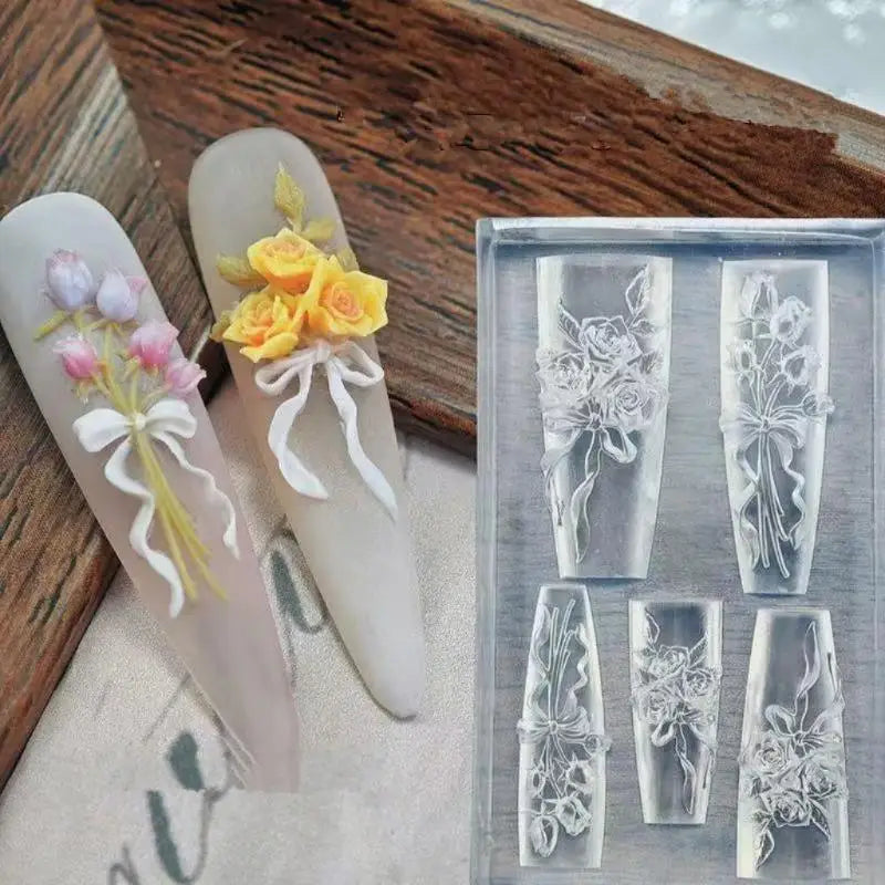 KittenBaby Lace Bowknot Nail Art Stencil — Silicone Manicure Design Tool