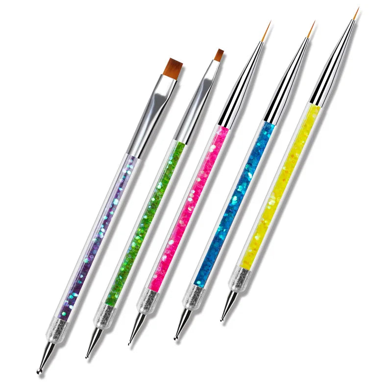 5-Piece Nail Art Tool Set — Dotting Pens and Brushes for Manicure Designs