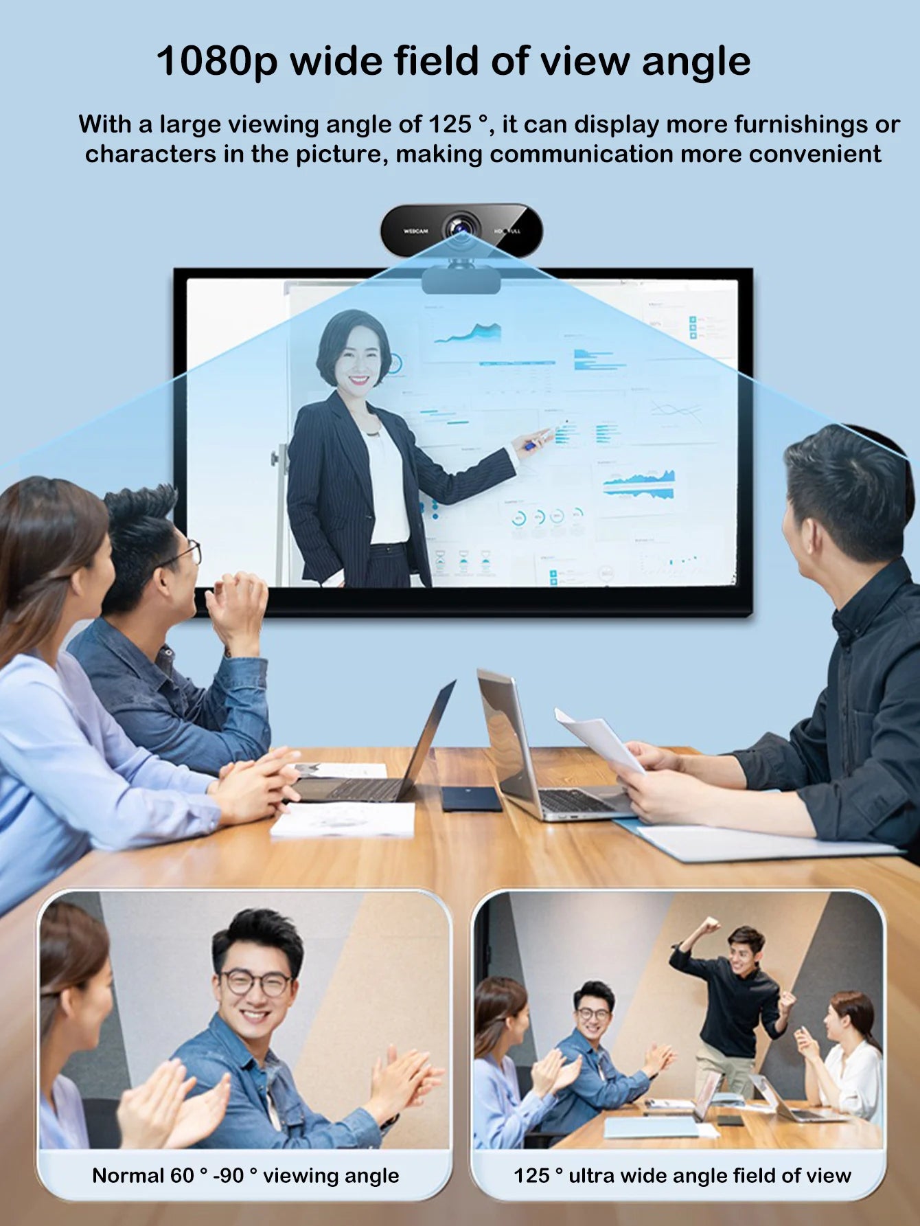 AKKHOO 1080P HD USB Webcam — High Definition Video with Built-In Microphone