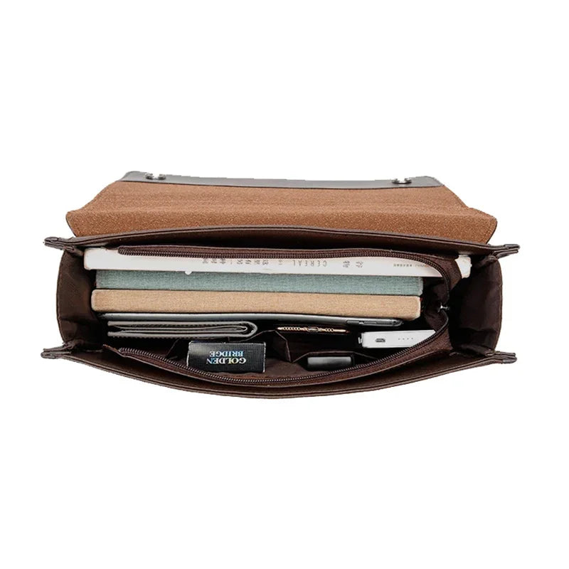 Men's PU Leather Business Briefcase — Professional Laptop Tote & Document Organizer