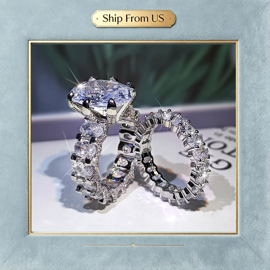 LYEE CYEE Moissanite Ring Set — 925 Sterling Silver Bridal Jewelry