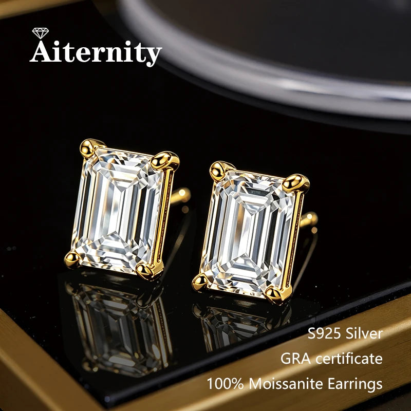 AITERNITY Moissanite Stud Earrings — Elegant S925 Silver Wedding Jewelry
