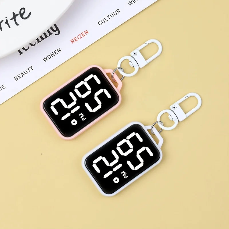 Digital LED Keychain Pocket Watch — Luminous Touch Display Pendant