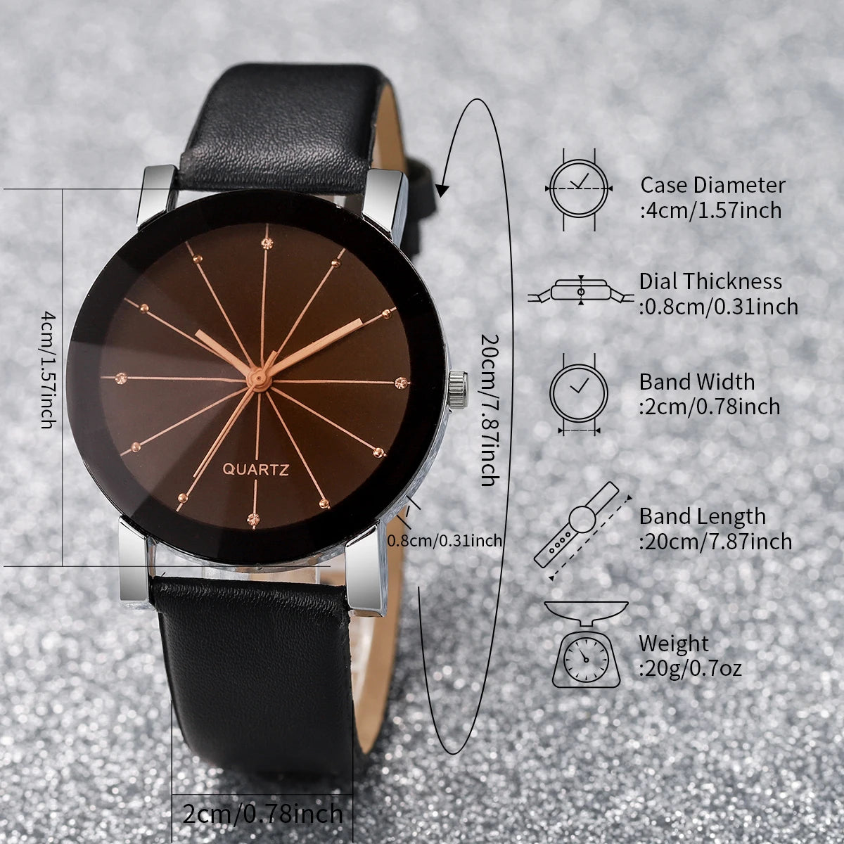 Couple's Quartz Watch and Bracelet Set — Fashionable Rhinestone Accents