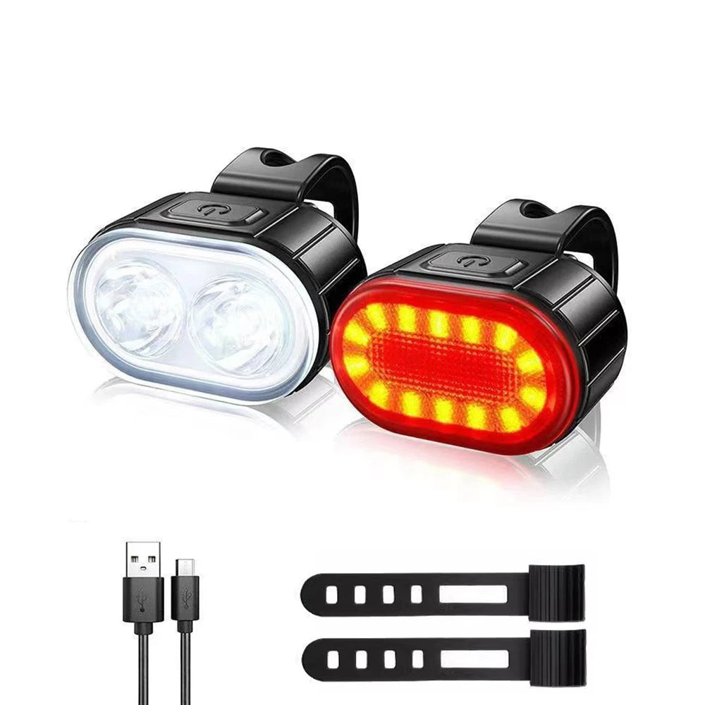 Rechargeable Bicycle LED Headlight — Waterproof Front and Rear Safety Lights