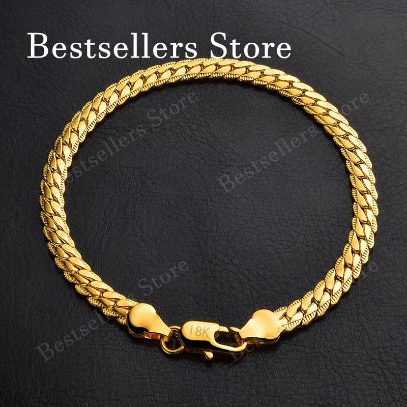 Sterling Silver & 18K Gold Embossed Bracelet — Geometric Classic Style