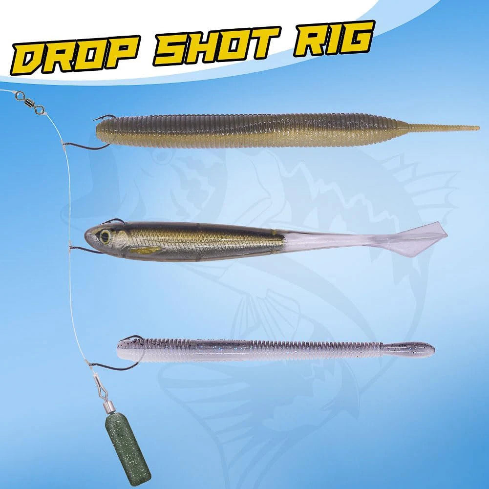 FishTrip High Carbon Steel Fishing Hooks — Versatile Drop Shot & Wacky Rig Set