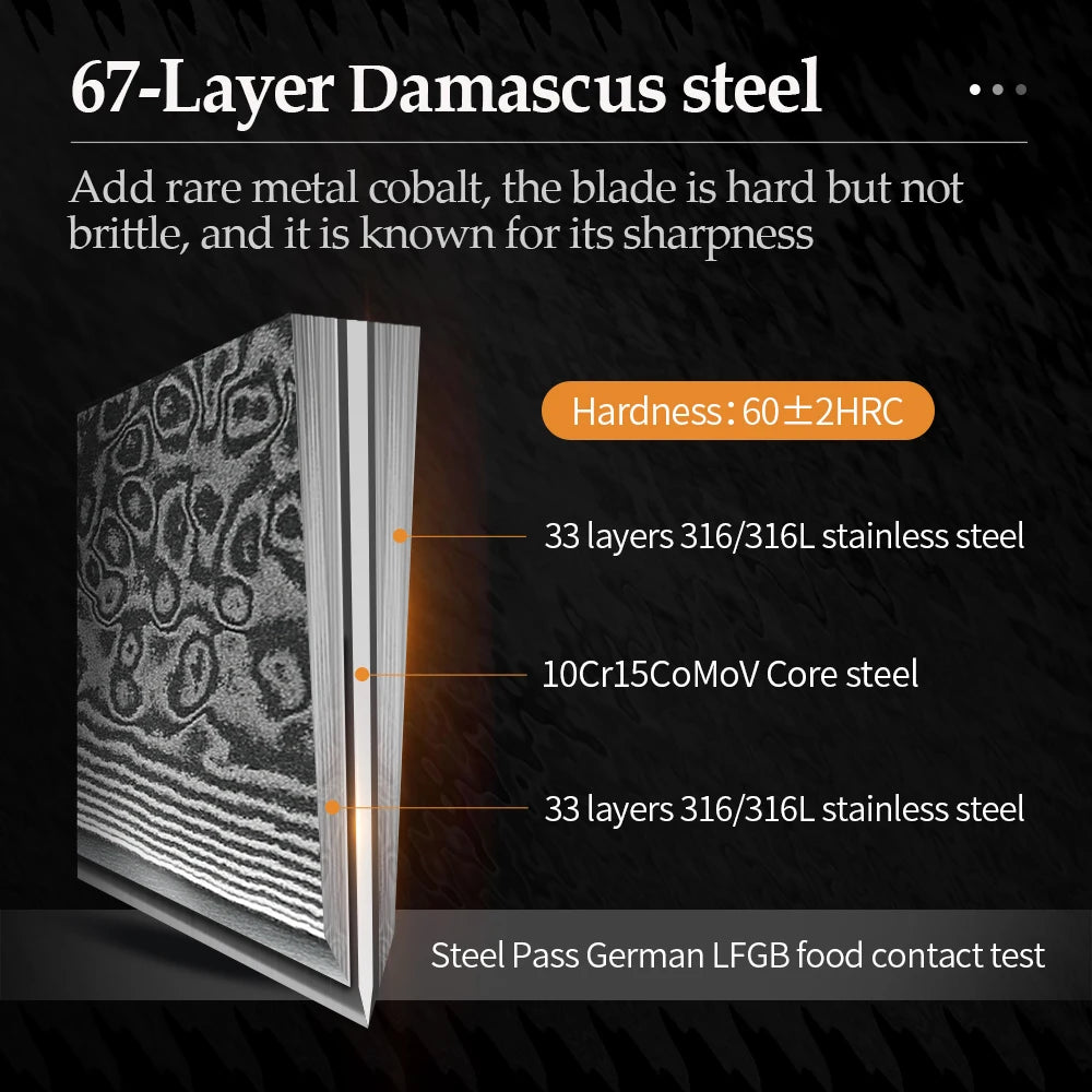 XINZUO Damascus Steel Bunka Knife — 8.3 Inch Handcrafted Slicing Tool