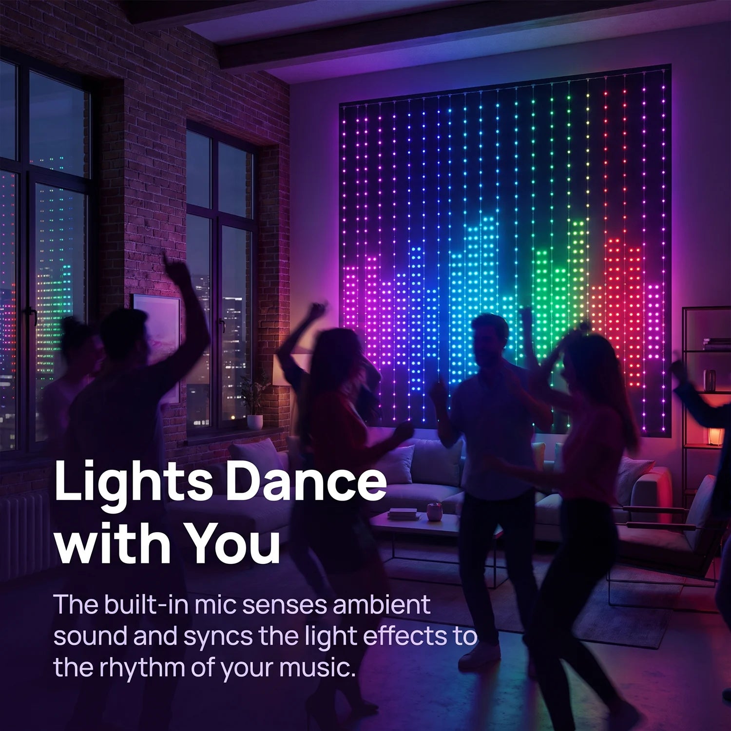 Smart RGB LED Curtain Lights — Programmable DIY Pattern & Music Sync Decor