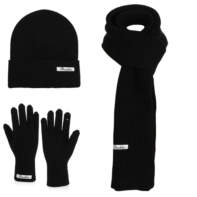 KINIJA Women's Knitted Winter Set — Warm Hat, Scarf, and Gloves Trio