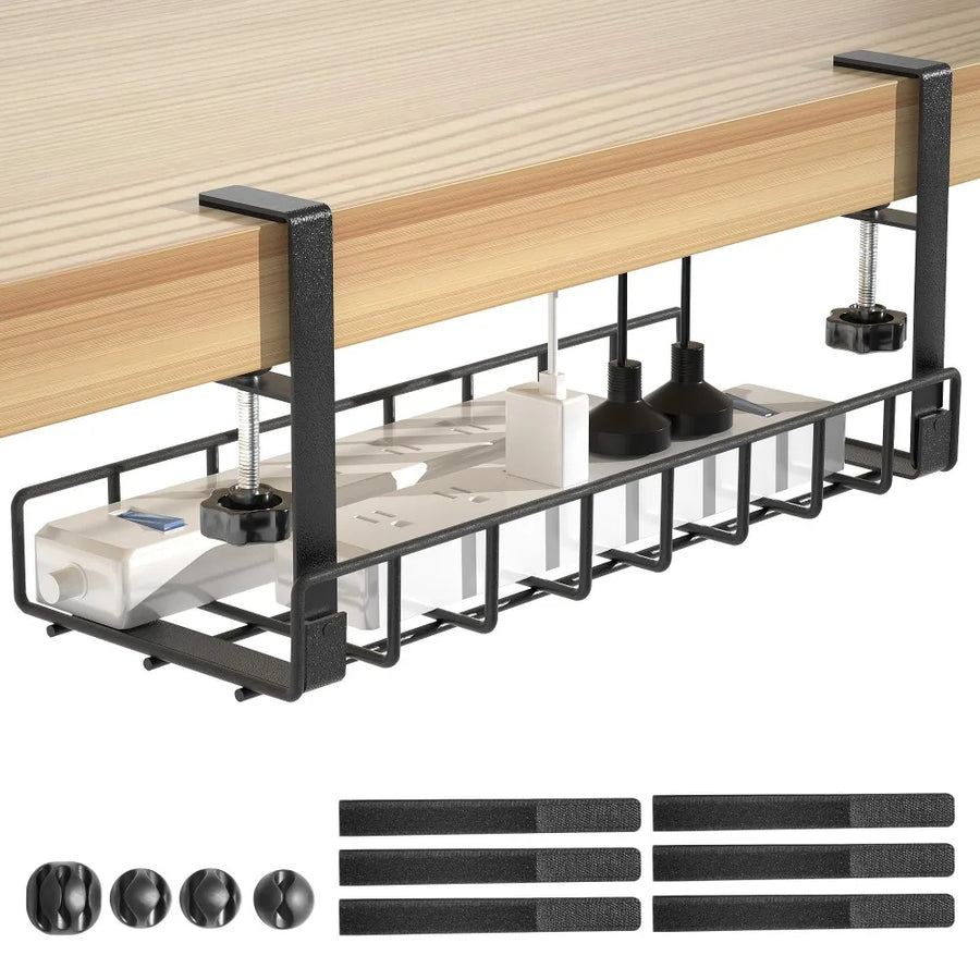 XMSJ Under Desk Cable Management Tray — Metal Wire Organizer for Office & Home